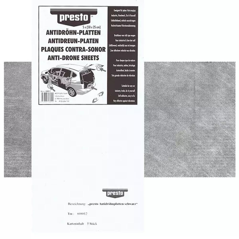 FEUILLES BITUMEES + ALU ADHESIVES NOIRES X5 (50X25CM) PRESTO. La marketplace BABACAR FRANCE simplifie l'achat de pièces automobiles grâce à son interface conviviale et son catalogue exhaustif. La plateforme assure des prix attractifs et une livraison rapide partout en France et en Europe. Une équipe d'experts techniques accompagne les clients dans leurs choix.