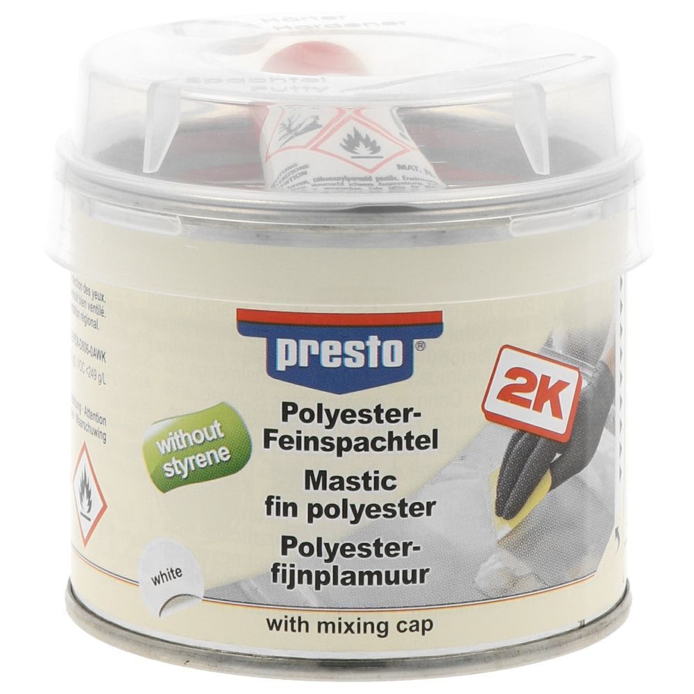 MASTIC FIN A BASE DE POLYESTER 2K SANS STYRENE PRESTO 250 G. Leader de la vente de pièces auto en ligne, BABACAR FRANCE propose une expérience d'achat simplifiée avec son moteur de recherche par véhicule. Les clients bénéficient de prix avantageux et d'une livraison rapide sur l'ensemble des produits. Un service client professionnel assure un support technique personnalisé.