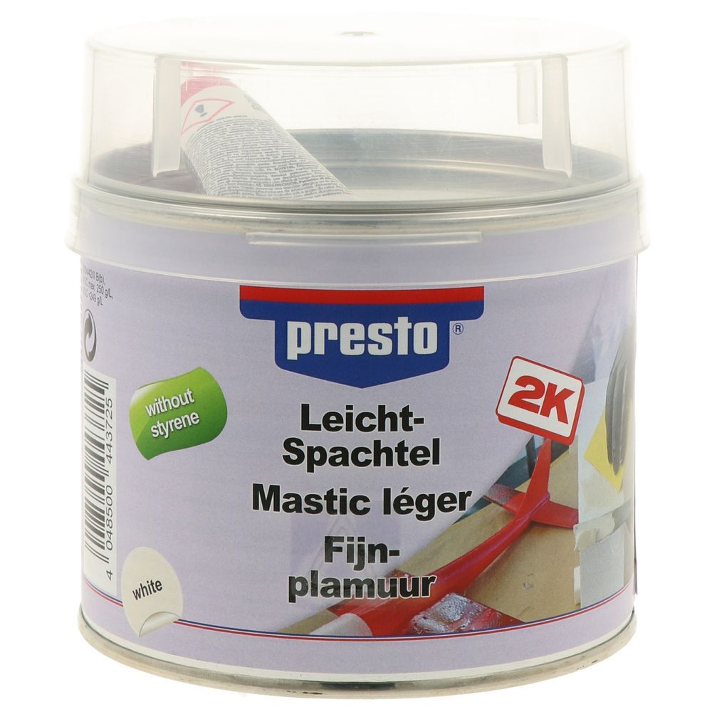 MASTIC LEGER SANS STYRENE PRESTO 400 ML. Pionnier de la vente en ligne de pièces auto, BABACAR FRANCE offre un catalogue exhaustif pour toutes les marques de véhicules. La plateforme garantit des prix compétitifs et une livraison rapide en France et en Europe. Le service client professionnel assure un support technique personnalisé.