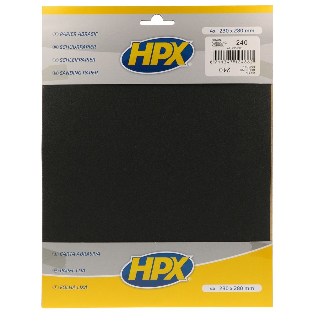 PAPIER ABRASIF P240 - 230X280MM X4 HPX. Spécialiste de la vente en ligne de pièces auto, BABACAR FRANCE offre un rapport qualité-prix incomparable grâce à ses partenariats directs avec les fournisseurs. Le site s'adresse aussi bien aux particuliers qu'aux professionnels avec une interface adaptée aux besoins de chacun. La satisfaction client est au cœur des priorités avec un service après-vente réactif.