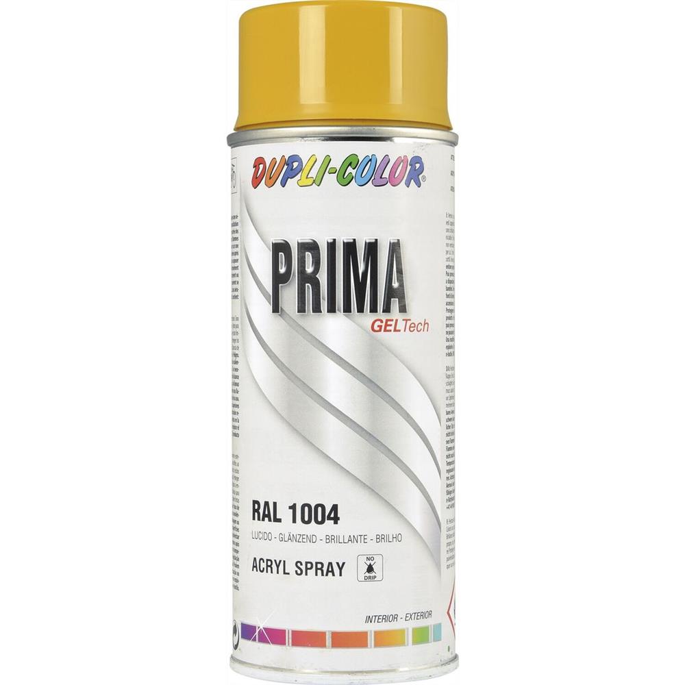 PEINTURE PRIMA RAL 1004 JAUNE OR  BRILLANT 400ML DUPLI COLOR. BABACAR FRANCE simplifie l'achat de pièces auto avec son interface conviviale et son catalogue complet couvrant toutes les marques. Le site garantit des prix attractifs et une expédition rapide vers toutes les destinations européennes. Une équipe d'experts techniques accompagne chaque client.